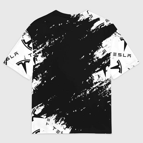 Мужская футболка оверсайз Tesla logo texture / 3D-принт – фото 2