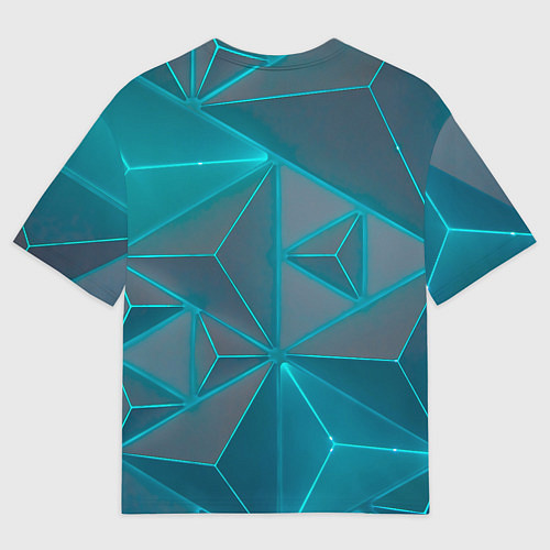 Мужская футболка оверсайз Tesla неоновые треугольники / 3D-принт – фото 2