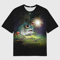 Мужская футболка оверсайз Рыба в лесу