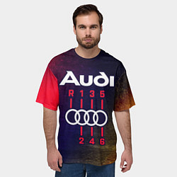 Футболка оверсайз мужская AUDI - КОРОБКА Глитч, цвет: 3D-принт — фото 2