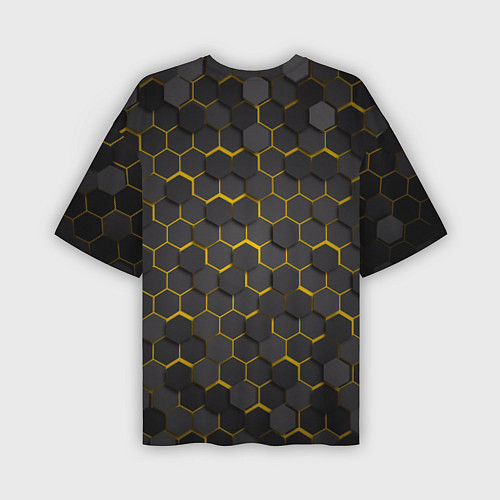 Мужская футболка оверсайз Lamborghini - Золотые соты / 3D-принт – фото 2