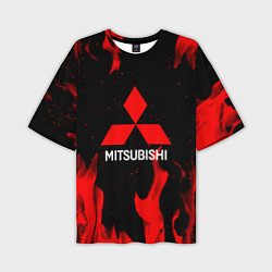 Мужская футболка оверсайз Mitsubishi Red Fire