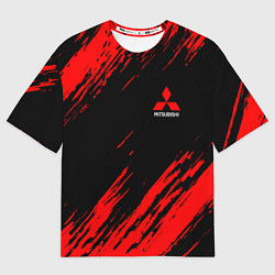 Футболка оверсайз мужская Mitsubishi Texture Red, цвет: 3D-принт