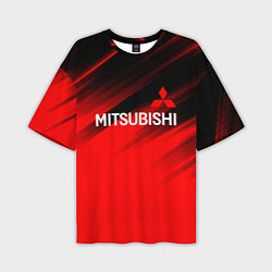Мужская футболка оверсайз Mitsubishi - Red Sport