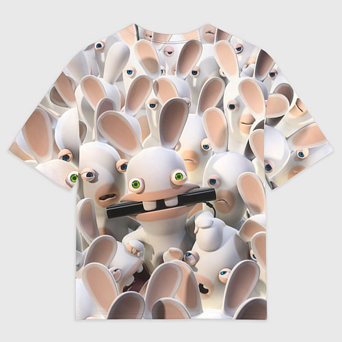 Мужская футболка оверсайз Куча бешеных кроликов / 3D-принт – фото 2