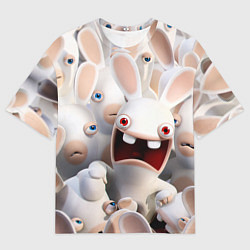 Футболка оверсайз мужская Бешеные кролики в толпе, цвет: 3D-принт