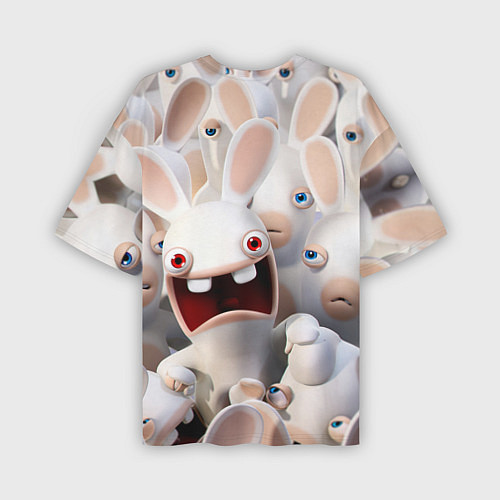 Мужская футболка оверсайз Бешеные кролики в толпе / 3D-принт – фото 2
