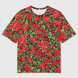 Мужская футболка оверсайз Букет алых роз