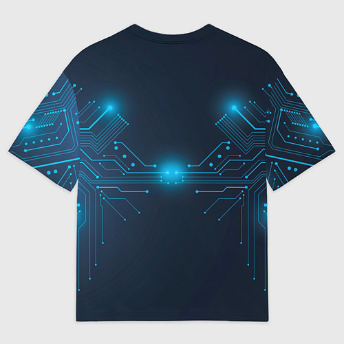 Мужская футболка оверсайз Cyberpunk Неоновая микросхема / 3D-принт – фото 2