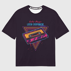 Футболка оверсайз мужская Ретро Музыка кассета, цвет: 3D-принт