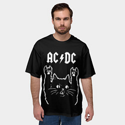 Футболка оверсайз мужская AC DC, Рок кот, цвет: 3D-принт — фото 2