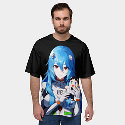 Футболка оверсайз мужская Рей Аянами с игрушкой Синдзи Евангелион, цвет: 3D-принт — фото 2