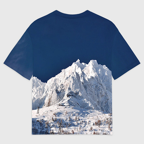 Мужская футболка оверсайз Снежные горы, синие небо / 3D-принт – фото 2