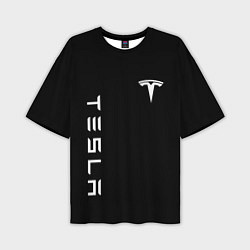 Мужская футболка оверсайз Tesla Тесла логотип и надпись