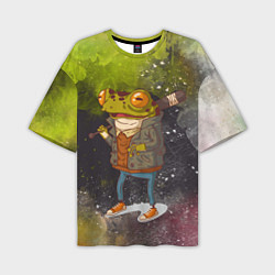Мужская футболка оверсайз Лягушка хулиган Frog hooligan