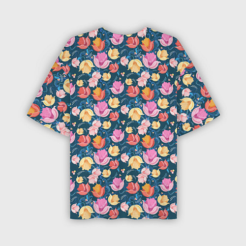 Мужская футболка оверсайз Поле цветов / 3D-принт – фото 2