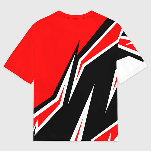 Мужская футболка оверсайз ТЕСЛА - КРАСНЫЙ СПОРТИВНЫЙ / 3D-принт – фото 2