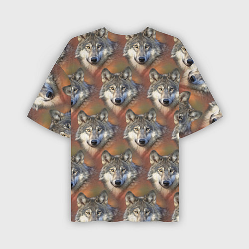 Мужская футболка оверсайз Волки Wolfs паттерн / 3D-принт – фото 2