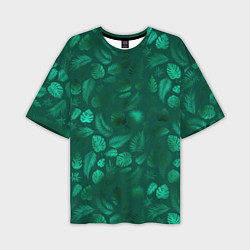 Мужская футболка оверсайз Яркие зеленые листья