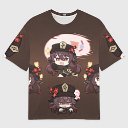 Футболка оверсайз мужская Hu Tao Chibi Genshin, цвет: 3D-принт