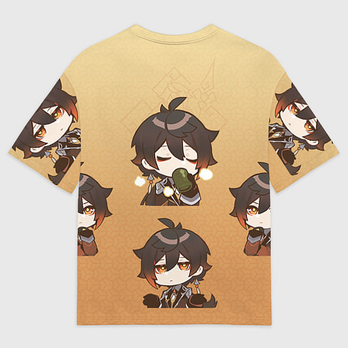 Мужская футболка оверсайз Zhongli Chibi Genshin / 3D-принт – фото 2