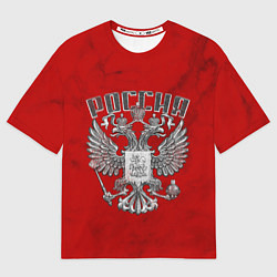 Футболка оверсайз мужская ГЕРБ РОССИИ КРАСНЫЙ, цвет: 3D-принт