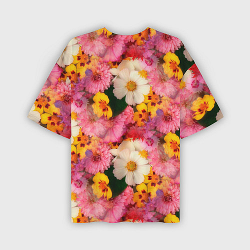 Мужская футболка оверсайз Дачные садовые цветы / 3D-принт – фото 2