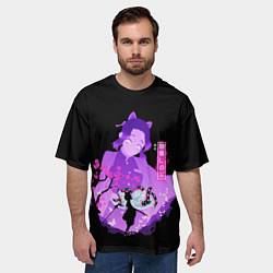 Футболка оверсайз мужская Шинобу Кочо силуэт Клинок рассекающего демонов, цвет: 3D-принт — фото 2