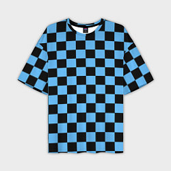 Футболка оверсайз мужская Шахматная доска Синяя, цвет: 3D-принт