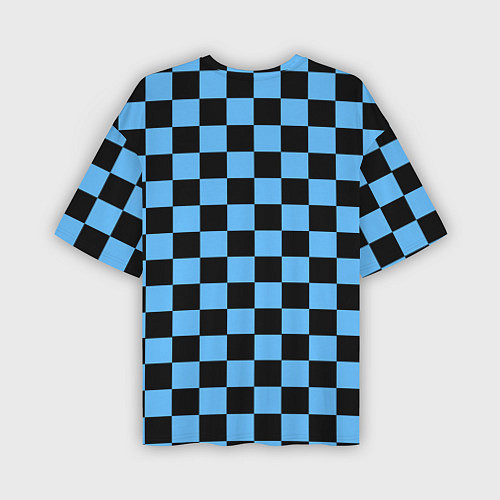 Мужская футболка оверсайз Шахматная доска Синяя / 3D-принт – фото 2