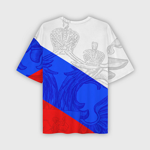 Мужская футболка оверсайз Российский герб: триколор / 3D-принт – фото 2