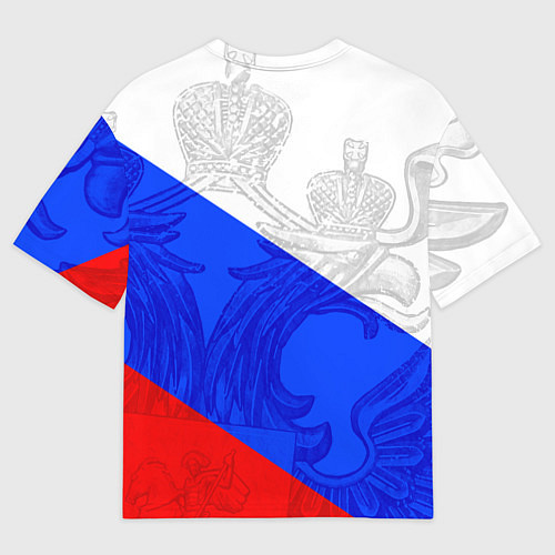 Мужская футболка оверсайз Российский герб: триколор / 3D-принт – фото 2