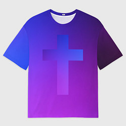 Мужская футболка оверсайз Крест в неоне
