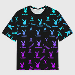 Мужская футболка оверсайз NEON PLAYBOY ПЛЕЙБОЙ ПАТТЕРН