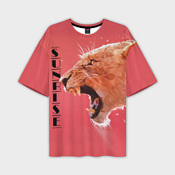 Мужская футболка оверсайз Leopard sunrise