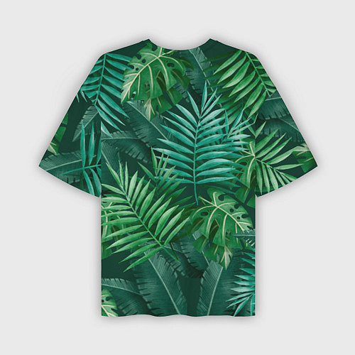 Мужская футболка оверсайз Tropical plants pattern / 3D-принт – фото 2