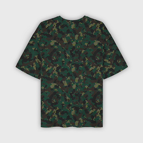Мужская футболка оверсайз Тёмно-Зелёный Сеточный Камуфляж / 3D-принт – фото 2