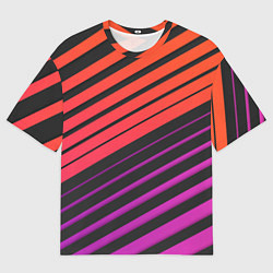 Мужская футболка оверсайз Линии градиентGradient Polygon Lines