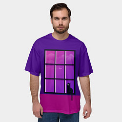 Футболка оверсайз мужская Кот сидит у окна, цвет: 3D-принт — фото 2