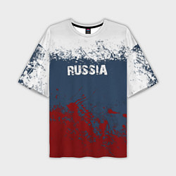 Футболка оверсайз мужская Россия - краски, цвет: 3D-принт