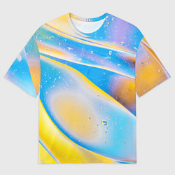 Футболка оверсайз мужская Градиент Жёлто-Голубая Абстракция, цвет: 3D-принт