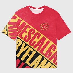 Футболка оверсайз мужская Calgary Flames Калгари Флэймз, цвет: 3D-принт
