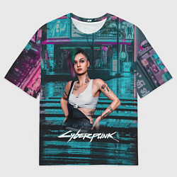 Футболка оверсайз мужская Киберпанк2077 Джуди, цвет: 3D-принт