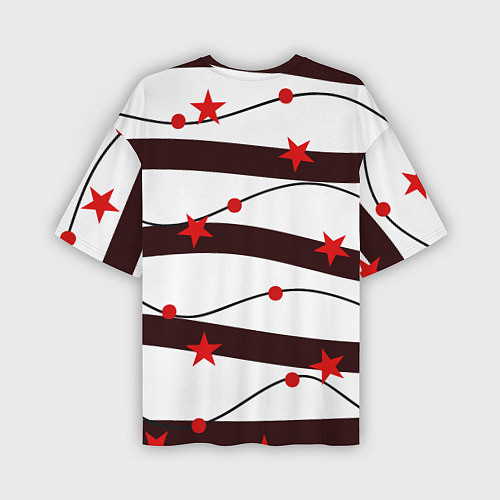 Мужская футболка оверсайз Красные Звезды На Волнах / 3D-принт – фото 2