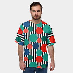 Футболка оверсайз мужская Геометрический разноцветный узор, цвет: 3D-принт — фото 2