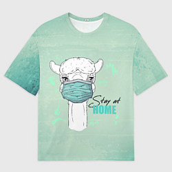 Мужская футболка оверсайз Лама в маске