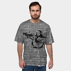 Футболка оверсайз мужская Мона Лиза Бэнкси Banksy, цвет: 3D-принт — фото 2