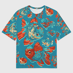 Мужская футболка оверсайз Красивые Золотые рыбки