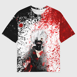 Мужская футболка оверсайз Канеки Кен Брызги Краски Токийский Гуль