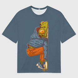 Мужская футболка оверсайз Уставшая лягуха